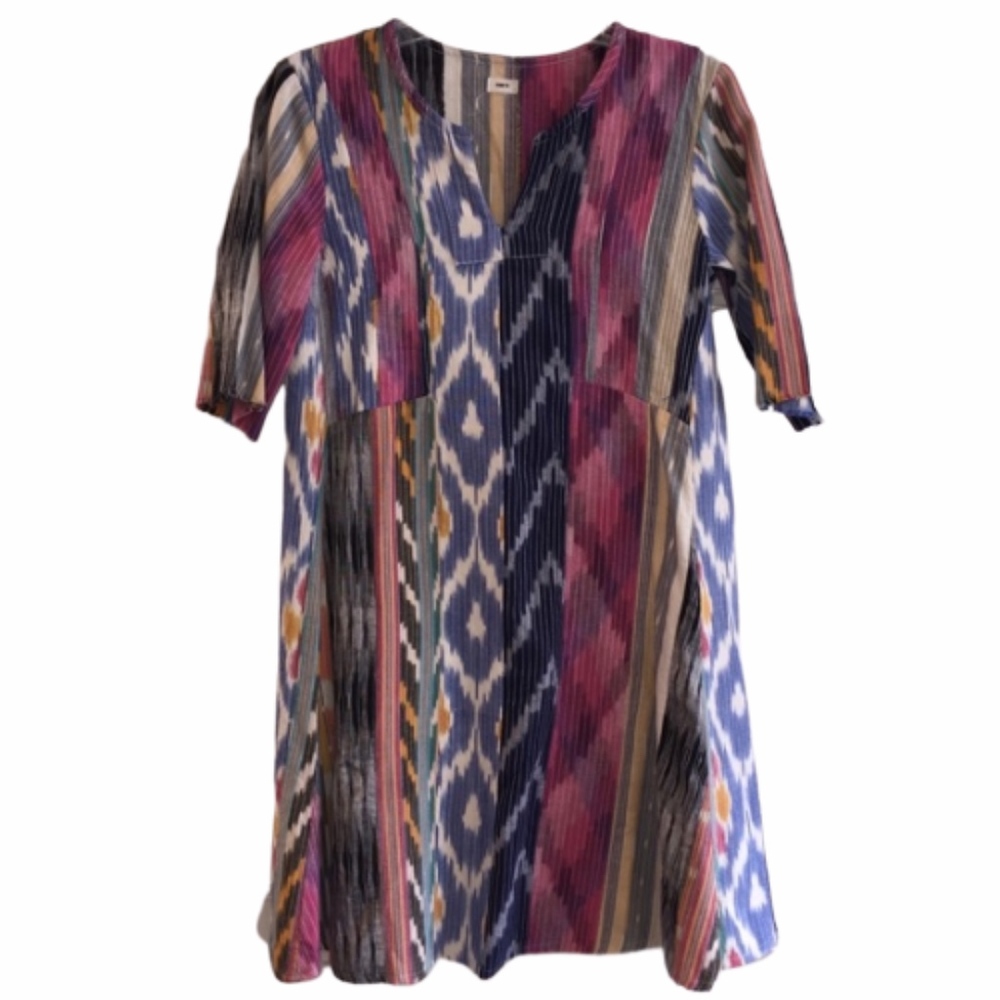 Warm Short Sleeve Cotton Basketweave Dress